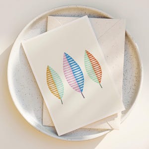Mid Century Modern Leaf Greeting Cards: Scandinavian Art Note Card Set