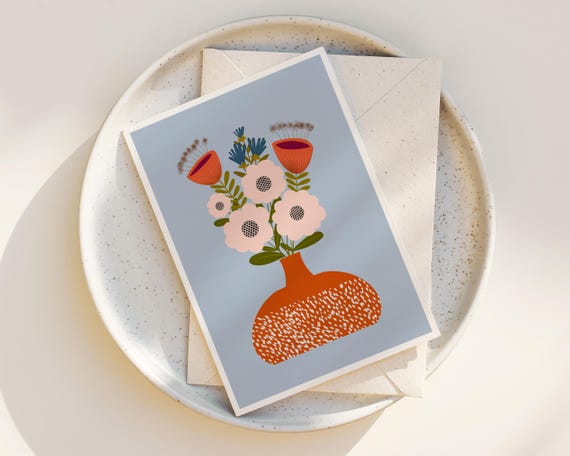 Whimsical Flowers Greeting Cards - Floral Note Cards - Set of Greeting Cards - Notecards - Cute simple flowers - blank inside any occasion