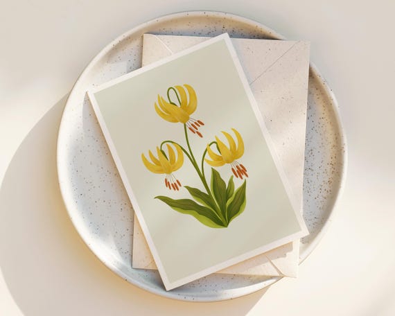 Watercolor Glacier Lily Wildflowers Notecards - blank inside - nature greeting cards - greeting card set - notecards any occasion blank