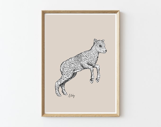 Baby Animals Print | Baby Bighorn Sheep | Customizable Prints | Nursery Prints | Wildlife Prints | Nature Prints | Large Wall Art | Custom