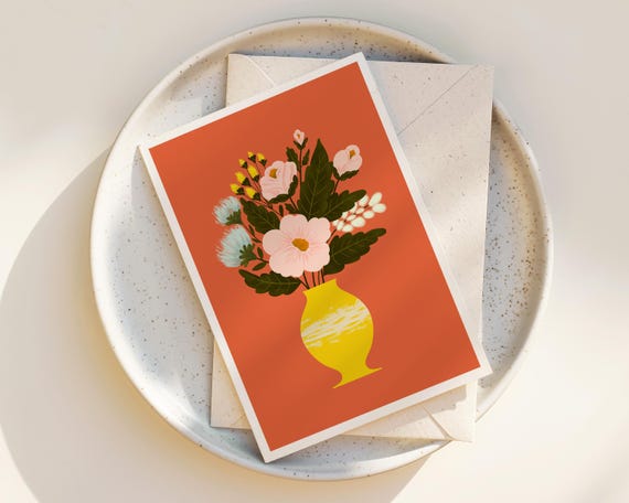 "Happy Flowers" - Cute Whimsical Flowers Note Cards