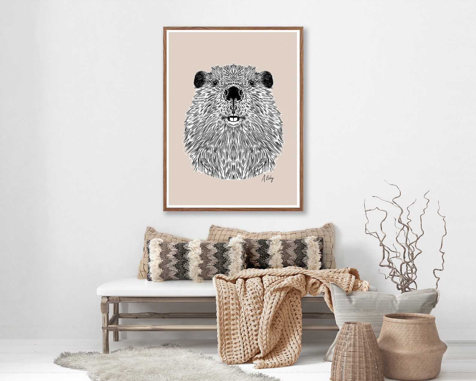 Beaver Art Print | Beaver Wall Art | Customizable Prints | Nursery ...