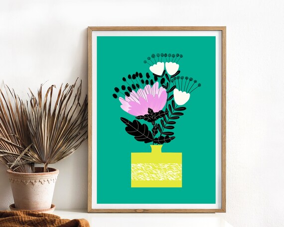 Botanical Illustration - Modern Floral Illustration - Simple Artwork - Scandinavian Art - Folk Art - Illustration Print - Floral Wall Art