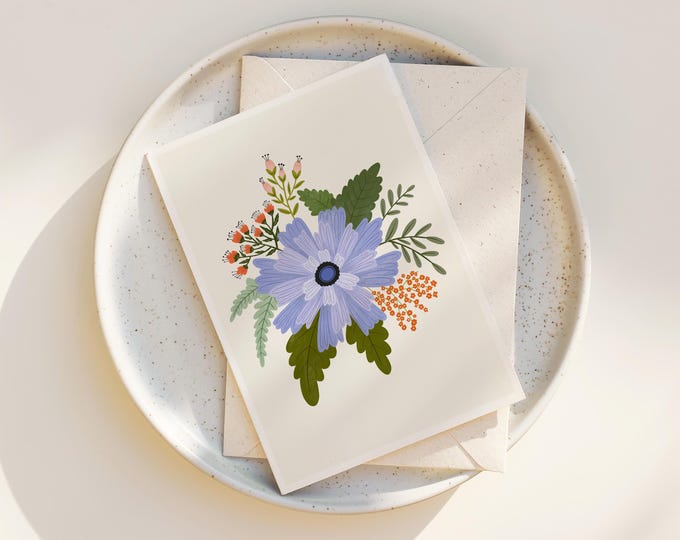 Lavender Floral Note Cards: Scandinavian Greeting Card Set