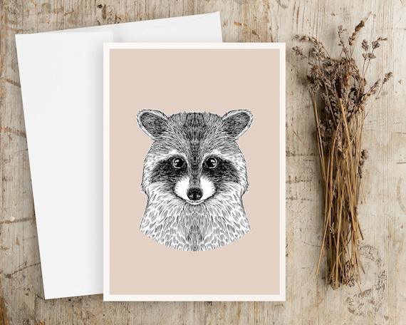 Raccoon Greeting Card | Blank Greeting card | Any Occasion Greeting Card | Baby Animals | Greeting Card | Raccoon Drawing | Raccoon