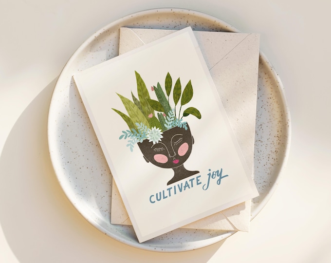 "Cultivate Joy" - Potted Plants Greeting Card