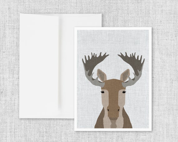 Modern Animals Moose - Greeting Card and Envelope