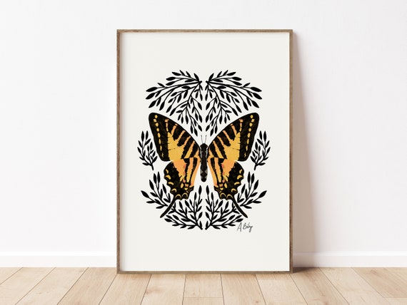 Monarch Butterfly Wall Art - Illustration Art - Hygge wall art - Scanindavian Decor - Boho Decor - Nature Wall Art - Large wall art - Print