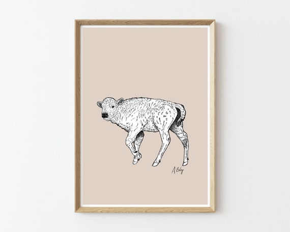 Bison Art Print | Animal Wall Art | Customizable Prints | Drawing | Modern Animal art | Nature Prints | Large Wall Art | bison wall art