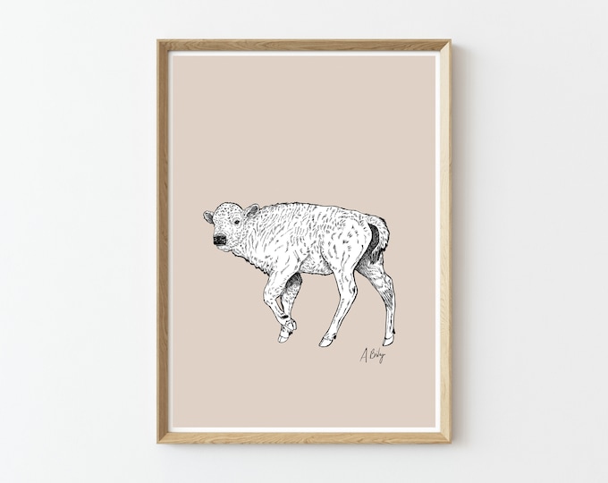 Bison Art Print | Animal Wall Art | Customizable Prints | Drawing | Modern Animal art | Nature Prints | Large Wall Art | bison wall art