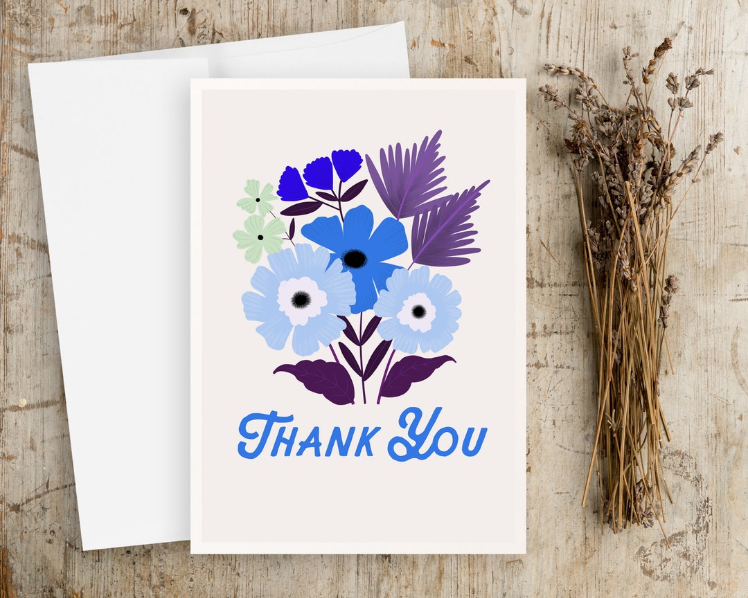 Floral Thank You Card: "aura" Bouquet Greeting Card - Etsy