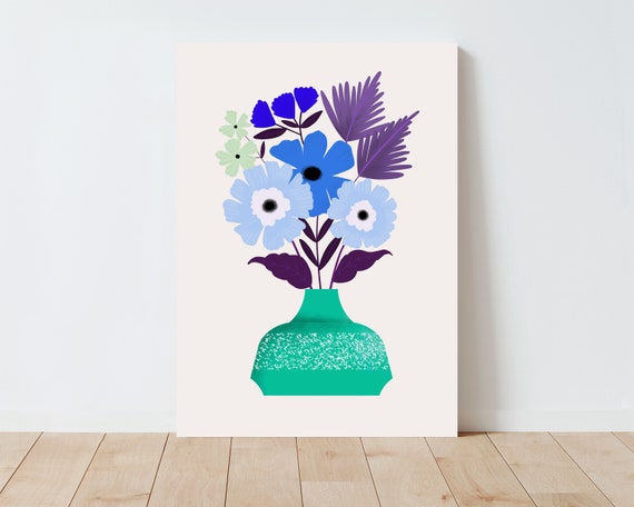 Modern Floral Illustration Print - Botanical wall art - Abstract flowers - Flower wall art - large wall art - scandinavian decor - nature