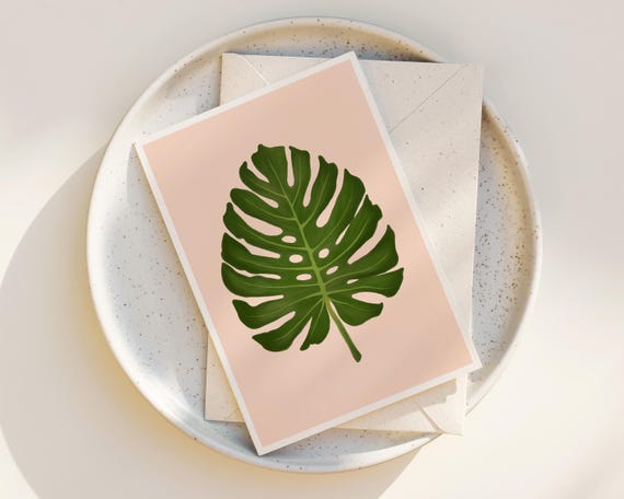 Notecard Set - Monstera Leaf -  Plant Lover Gift - Card and Envelope - all occasion cards - Botanical art - botanical note cards - plants