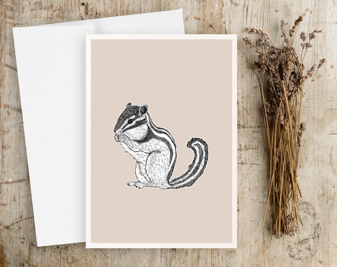 "Chipmunk Portrait" - Pen and Ink Illustration any occasion Note Cards