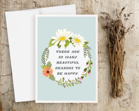 Floral Quote Greeting Cards - Quote Note Cards - Happiness Quotes - Quotes about life - greeting cards - notecards- set - envelopes - flower