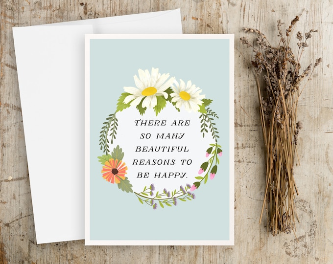 Floral Quote Greeting Cards - Quote Note Cards - Happiness Quotes - Quotes about life - greeting cards - notecards- set - envelopes - flower