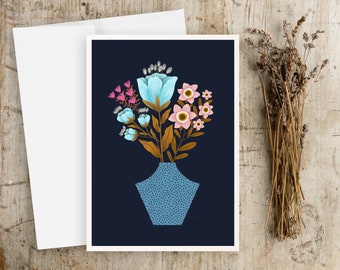 Wildflowers Botanical Greeting Cards - Notecards - Blank - Floral Notecards - Floral Greeting Cards - Scandinavian - Folk Art - Illustration