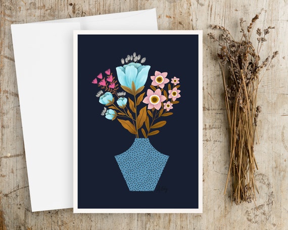 Wildflowers Botanical Greeting Cards - Notecards - Blank - Floral Notecards - Floral Greeting Cards - Scandinavian - Folk Art - Illustration