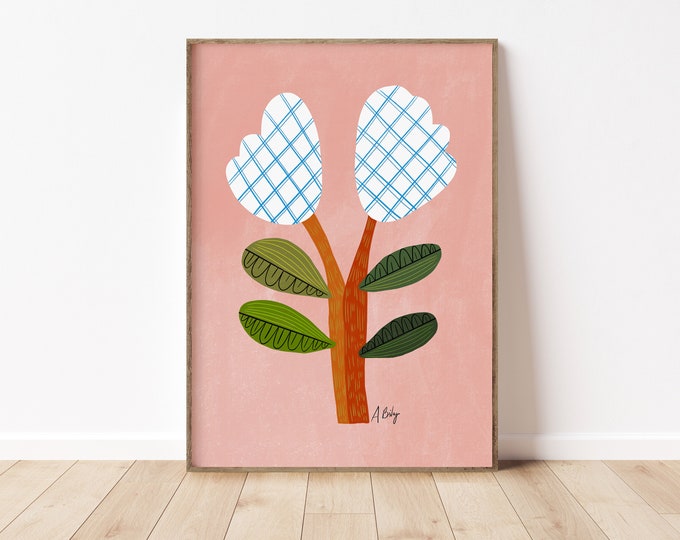 Scandinavian Flowers Art Print: Abstract Floral, Hygge Decor