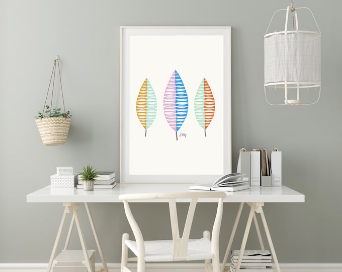 Scandinavian Leaves Art Print: Whimsical Hygge Decor