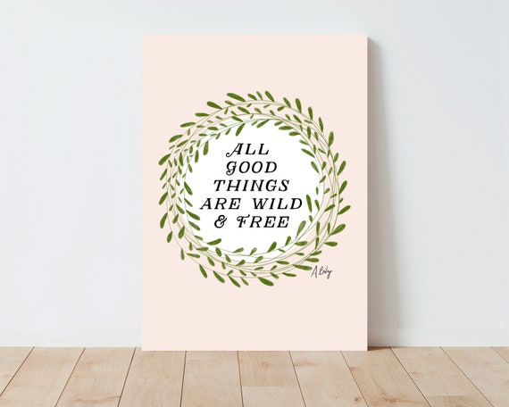 Botanical Quote Illustration Print - Simple Artwork - Scandinavian Art - Folk Art - quotes about life - scandinavian decor - floral art