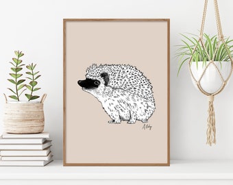 Hedgehog Art Print | Hedgehog Wall Art | Customizable Prints | Nursery Prints | Wildlife Prints | Nature Prints | Large Wall Art | Custom