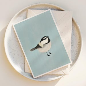 Cute Bird Greeting Cards with envelopes - Bird Note Cards - Whimsical Bird Note Cards - Blank inside - Any Occasion - Chickadee Bird Drawing