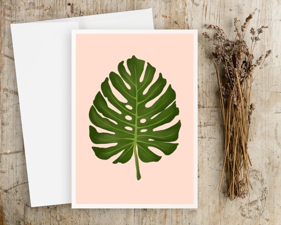 Notecard Set - Monstera Leaf -  Plant Lover Gift - Card and Envelope - all occasion cards - Botanical art - botanical note cards - plants