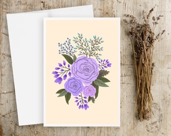 Scandinavian Flowers Greeting Card - Boho - Notecard Set - Nature - Blank Inside - Cute - Floral Note Cards - Note Card Set - with envelopes