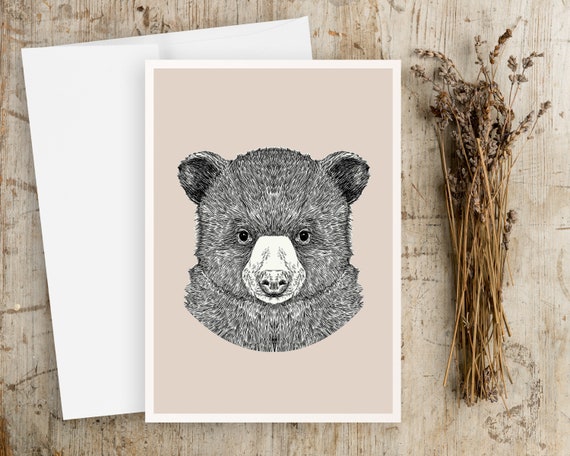 Bear Cub Greeting Card | Blank Greeting card | Any Occasion Greeting Card | Bear | Bear drawing | Greeting Card | Baby Animal Greeting Card