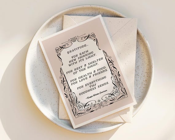 "Gratitude" - Ralph Waldo Emerson Quote Note Cards with Envelopes