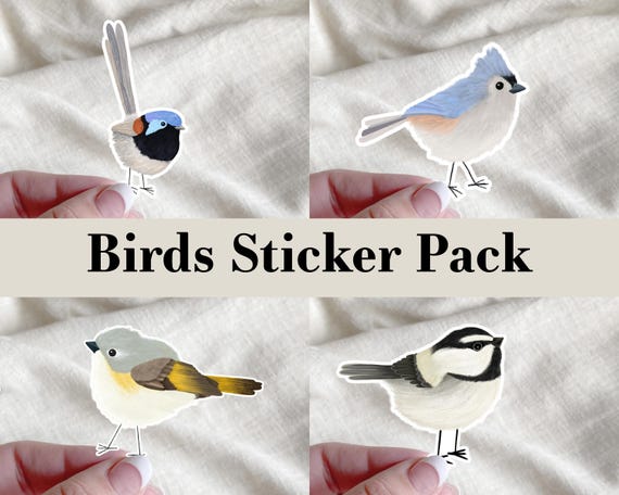 Cute Little Birds Vinyl Sticker Pack - Chickadee Sticker - Fairy Wren Sticker - Tufted Titmouse Sticker - Song Birds Stickers - Sticker Pack