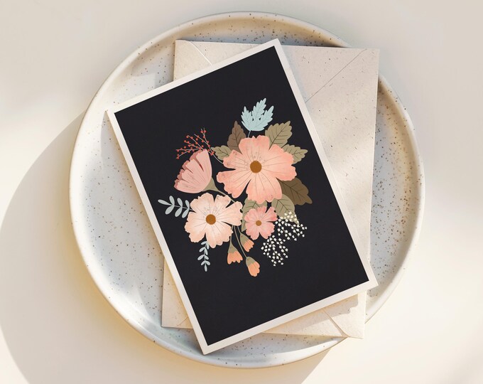 "Dark Bouquet" - Whimsical Floral Greeting Cards