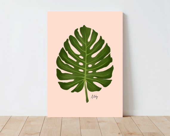 Monstera Leaf Wall Art Print - Illustration Print - Monstera Plant - Botanical wall art - Plant Lover Gift - Botanical Illustration - plant