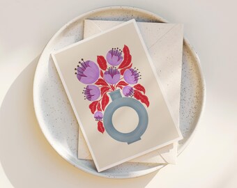 Floral Art Note Cards: Colorful Folk Art Flowers, Blank Inside