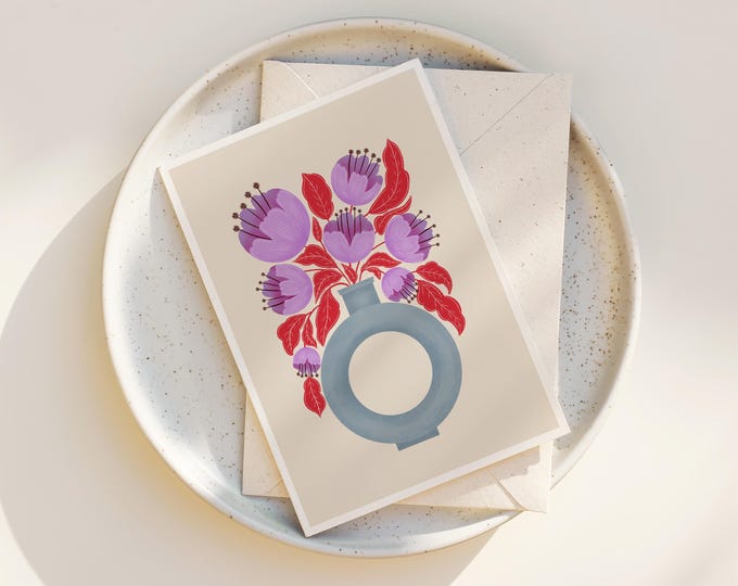 Floral Art Note Cards: Colorful Folk Art Flowers, Blank Inside