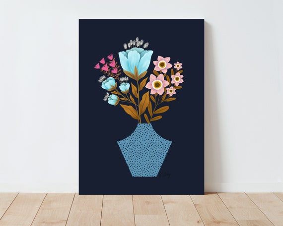 Scandinavian Flowers Wall Art - Illustration Print - Floral wall art - Botanical Wall Art - Scandinavian Decor - Large wall art - abstract