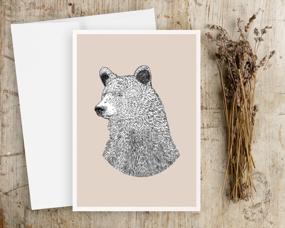 Black Bear Greeting Card | Blank Greeting card | Any Occasion Greeting Card | Bear | Bear drawing | Greeting Card | Animal Greeting Card