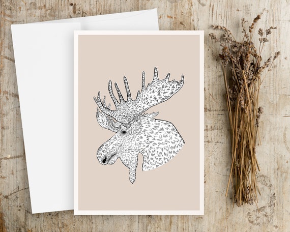 Moose Greeting Card | Blank Greeting card | Moose Note Cards | Greeting Card Set | Note Card Set | Moose Drawing | Moose Art | Set of 10
