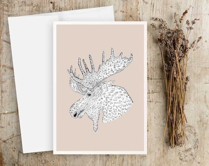 "Bull Moose Portrait" - Pen and Ink illustration Note Cards