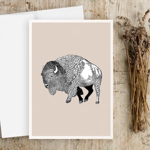 Bison Drawing Greeting Card: Blank Animal Card