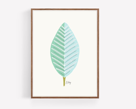 Scandinavian Leaves Wall Art - Whimsical - Illustration Print - Scandinavian Decor - Hygge Decor - Simple Artwork - Nature Prints - Abstract