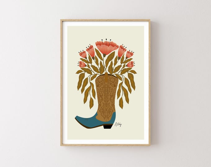 "I and Love and You" - Cute Folk Art Flowers Illustration Art Print