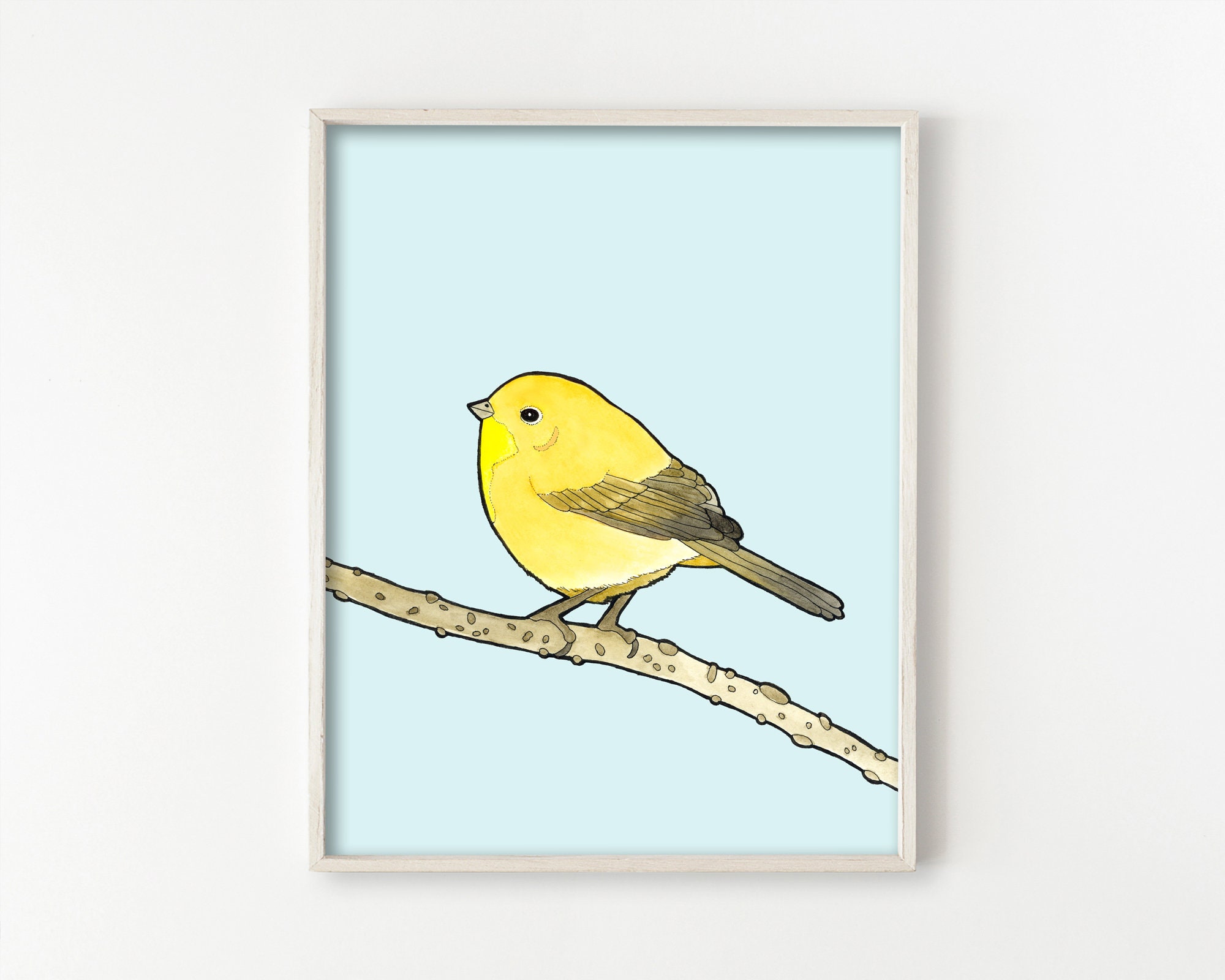 Yellow Bird Wall Art Etsy