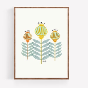 Folk Art - Illustration Print - Scandinavian Art - Simple Artwork - Living Room Wall Art - Scandinavian Decor - Large Wall Art - Boho Decor