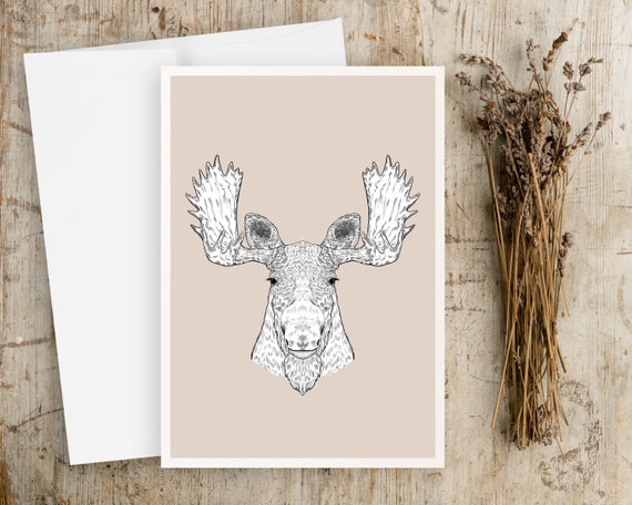 Moose Greeting Card | Blank Greeting card | Any Occasion Greeting Card | Animal Greeting Card | Moose Drawing | Wildlife Greeting Card