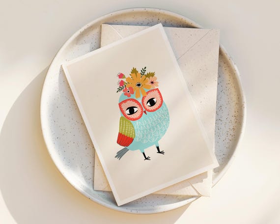 "Helga Owl" - Scandinavian Owl Note Cards