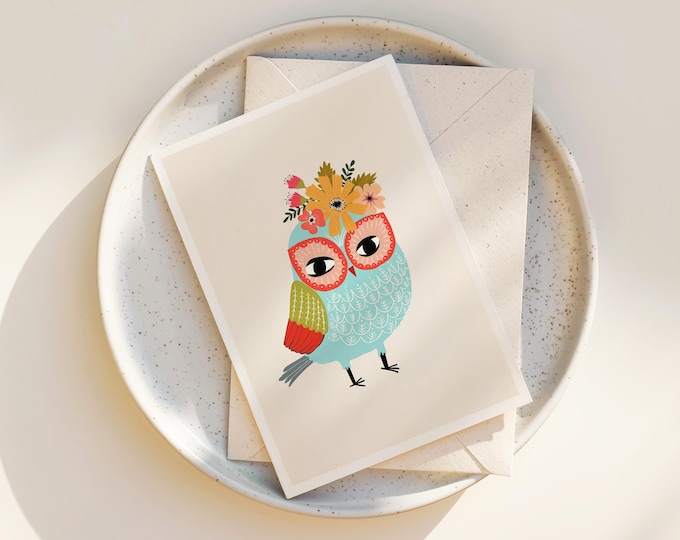 "Helga Owl" - Scandinavian Owl Note Cards