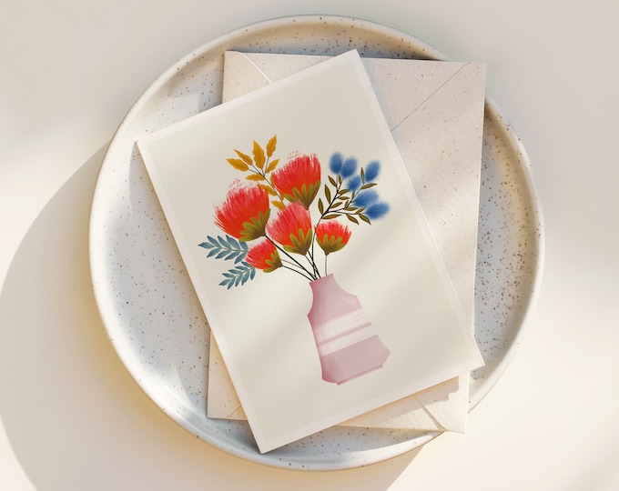 Whimsical Floral Greeting Card: "Summer Mornings" Illustration