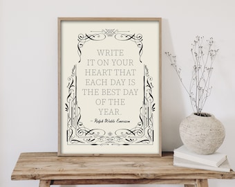 Ralph Waldo Emerson Quote Art Print: Inspirational Quote Folk Art print - Calligraphy Wall Art - Uplifting Saying